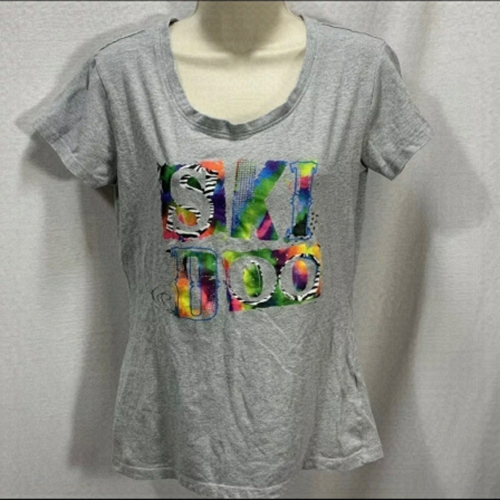 4/$35 SkiDoo Fitted Tee Rainbow Animal Print Gray